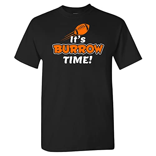 Xtreme Apparrel Cincinnati Football Fans Burrow Time Shirt (Black, S)