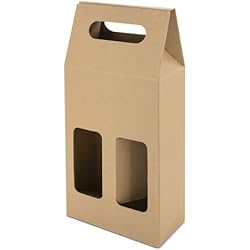 Maletas Stock DISOK Lote de 25 Cajas de Cartón con Ventana para 2 Botellas. Estuches de Vino Baratos. Caja Vino para Bodas, Bautizo, comuniones. No Incluye Botellas.