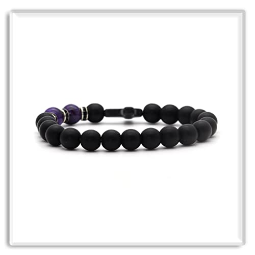 Image of Xusamss Fashion 8MM Matte Agate Beads Bracelet Cross Elastic Bracelet,7 1 /2 Wrist