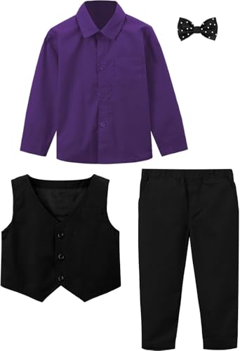 Image of A&J DESIGN 4pcs Baby & Toddler Suit, 12 Months - 5T, Shirt & Pants & Vest & Bow Tie