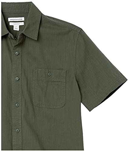 Image of Amazon Essentials Men's Regular-Fit Short-Sleeve Button-Down Chambray Shirt