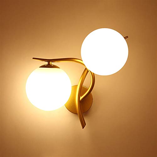 Lampe murale à double tête en verre et fer pour chambre d'enfants douce - 5