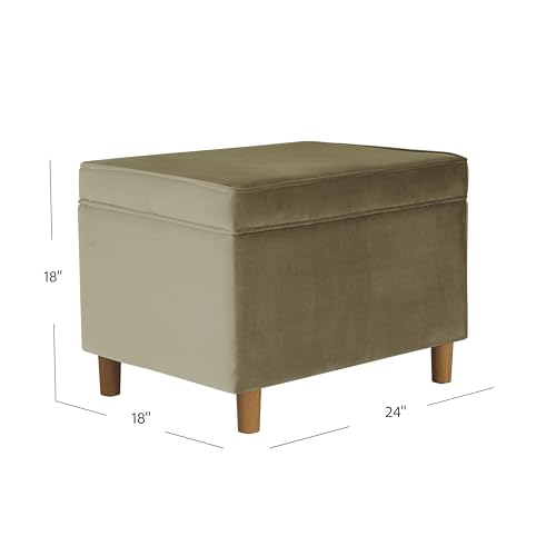 Image of HomePop 24 inch Dinah Collection Storage Ottoman - Light Sage Green Velvet