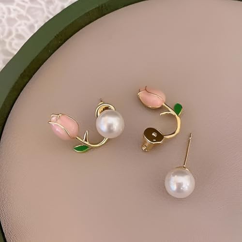 Image of Inites Combo Of Anti Tarnish White Crystal Stones Fairy Bloom Floral Tulip Bracelet With Earrings For Women & Girls | Elegant Golden Bracelet & Tulip Earring Lightweight Jewelry For Daily Wear & Gifts