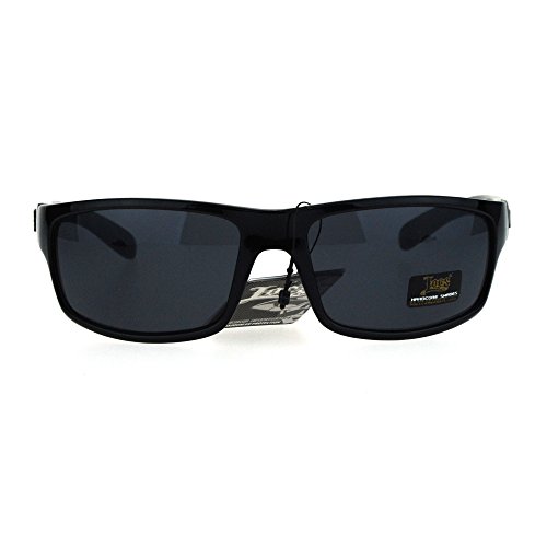 Locs All Black Rectangular Cholo Gangster Mad Dog Plastic Sunglasses2