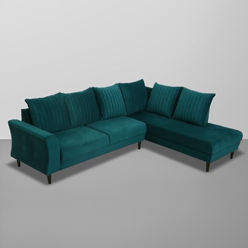 Image of Gratly RHS 4 Seater L Shape Sofa Set for Living Room (Pine Colour) Premium Fabric Sofa