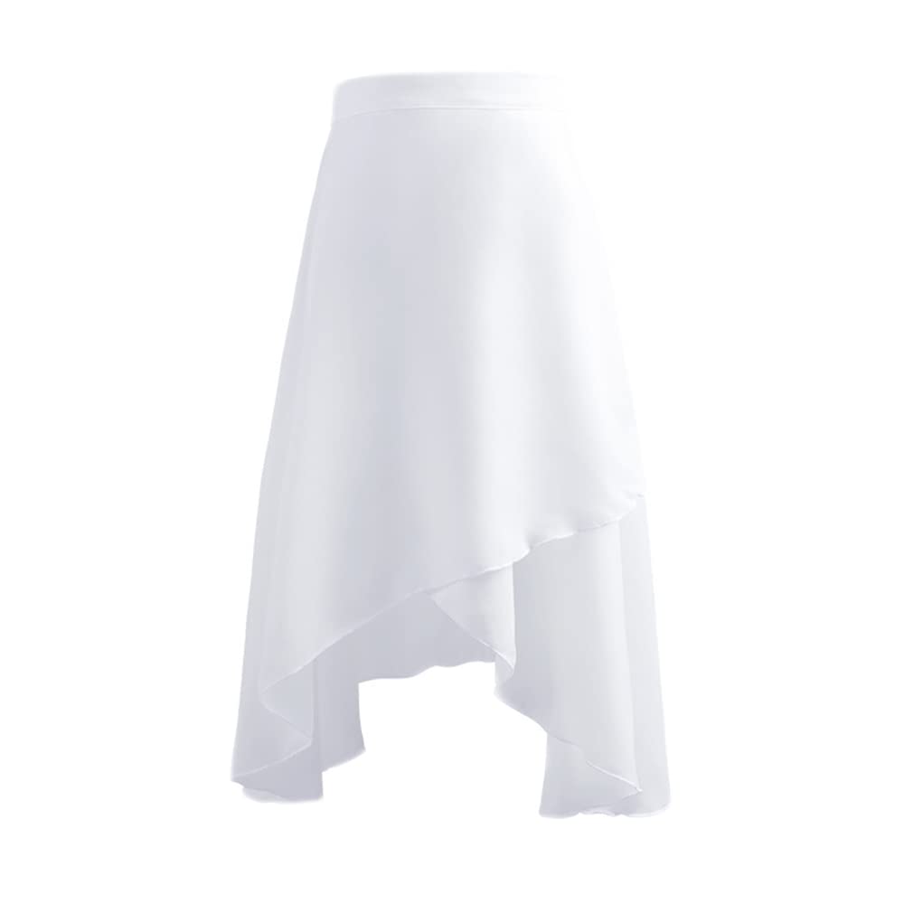 YM YOUMU Women Girls Chiffon Sheer Wrap Ballet Skirt for Dancewear Practice (One Size, White)