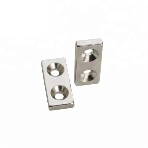 Neodymium Rectangular Pot Magnets, with Countersunk Hole,Strong,Industrial Strength Rare Earth Magnets for Home, Workplace 20x10x4mm Double Hole 4mm 15PCS