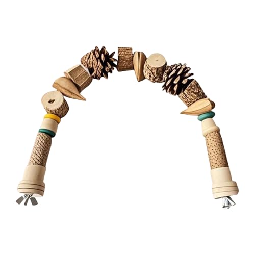 Parrot Toys   Cadena Para Masticar Con Nueces Y Piñas De Piña, Escalera Para Subir Troncos | Accesorio De Paisajismo De Hábitat De Madera Natural Para Cockatiel Lovebird, Kit De Juego De Enriqu