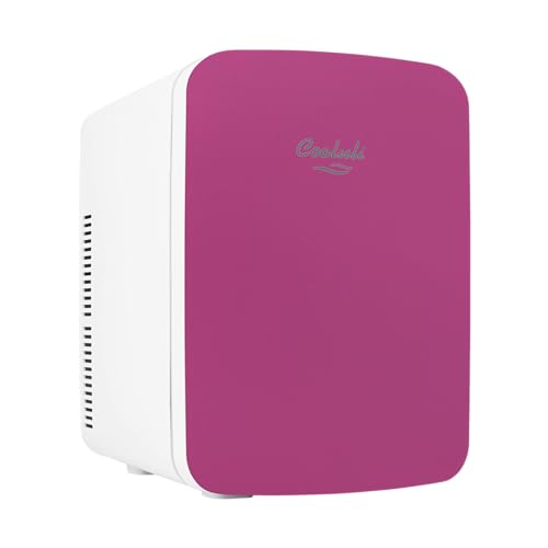 Image of Cooluli 15L Mini Fridge for Bedroom - Car, Office Desk & College Dorm Room - 12v Portable Cooler & Warmer for Food, Drinks, Skincare, Beauty & Makeup - AC /DC Small Refrigerator with Glass Front, Pink