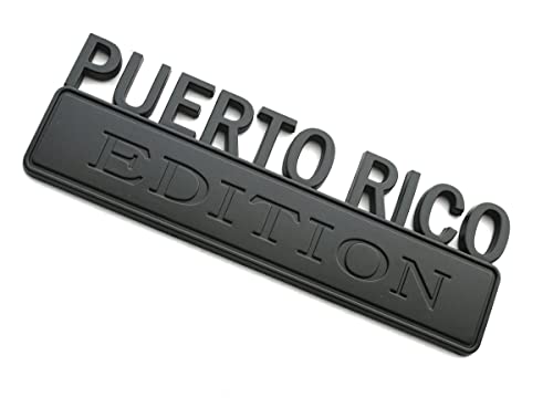 Image of SSDD 1x Puerto RICO Edition Emblem 3D Fender Badge Car Truck Decal Replacement for F150 F250 F350 Chevy Silverado 1500 2500 Chevrolet C10 C15 - 7 Inch Length (Matte Black)