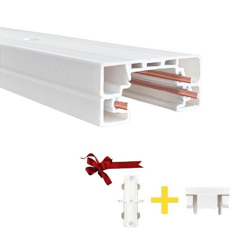 3.28Ft H Type Track Lighting Rail For Track Lighting System Single Circuit 3-Wire-1 H Track Rail With Extra I Connector And End Caps Value Set #TOP7