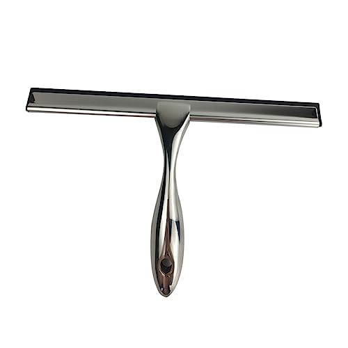 Image of Stainless Steel Window Squeegee with Comfortable Grip Cleaning Tool for Mirrors Shower Doors Windows and Tiled Surfaces for Daily Use
