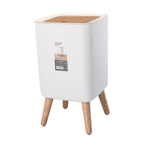 Caneca de basura cuadrada con tapa madera 10 L