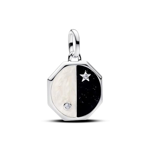 PANDORA ME Yin & Yang 793688C01 - Colgante de plata de ley con circonitas, compatible con Moments, Schwarz/Weiß, Plata de ley, Circonita cúbica