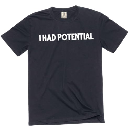 Mens Funny I had Potential T-Shirt Humorous Novelty Graphic tee (Large Black)