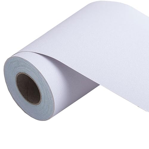 Jodimitty Matte Style PVC Wallpaper Border Self Adhesive 5 Meter x 10cm Solid Colour Peel and Stick Decorative Frame Border Wall Border (White)
