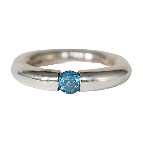 Sovats Natural Blue Topaz Solid Band Ring 925 Sterling Silver, Size 56 Cover