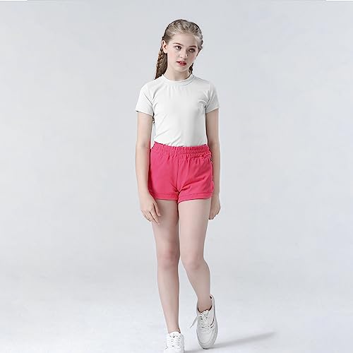 Big Elephant Teen Girls Athletic Shorts With Zipper Mesh Pockets For Basketball, Soccer, Running, Biking (Rose Red, 12-14 Years) #TOP2