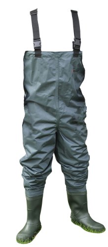 Size 7 Shakespeare Sigma - Cosciali da pescatore in nylon, con suola rinforzata, verde (verde), Taglia 7
