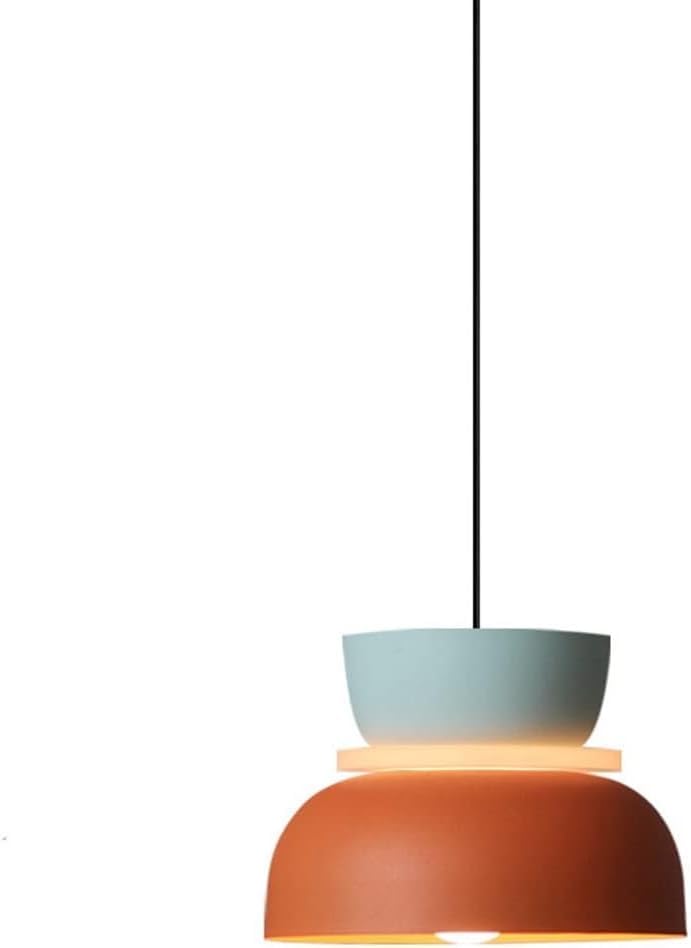 Suspension industrielle macaron en aluminium coloré pour plafond de cuisine