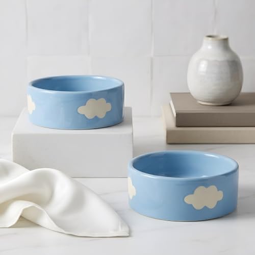 Image of SNS Handmade Ceramic Serving Bowl Set (Set of 2) | Microwave Safe Cute Ceramic Bowl Set | Aesthetic Snack, Salad, Cereal, Dessert & Soup Bowl | Premium Kitchen & Breakfast Bowl (Cloud Nine Bowl)