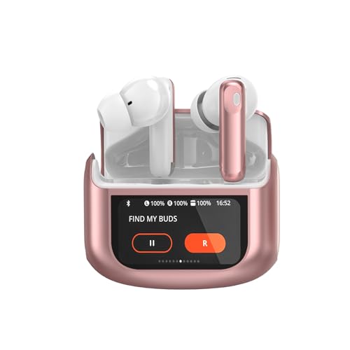 Wireless Earbuds, 48H Smart Touch Screen Ear Buds Bluetooth 5.4 Headphones in Ear, ANC/ENC Noise Cancelling Mic Bluetooth Earbuds with HiFi Stereo, 5 EQ Modes, IPX7 Waterproof Wireless Earphones Rose