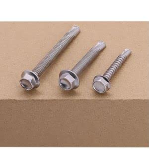 Tornillos autorroscantes #14 x 3 pulg con cabeza hexagonal y arandela, 20 pcs miniatura 4