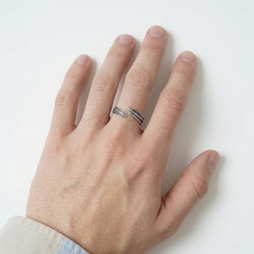 Bague ouverte en argent sterling plumes d'ange, le cadeau idéal - 6