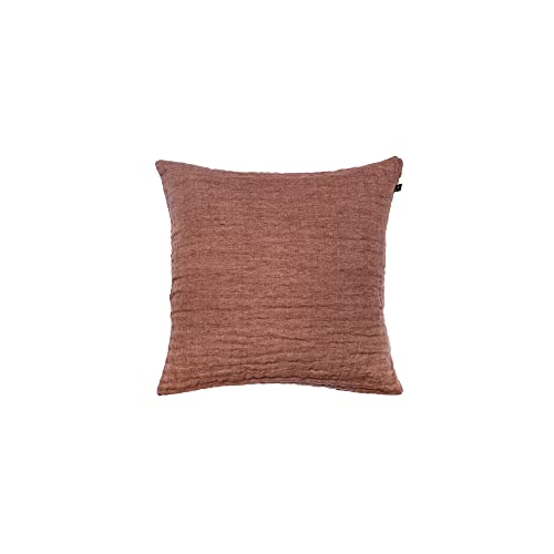 Himla Hannelin Dekokissen mit Füllung 50x50 cm - Farbe: Rust 'n Rose - Braun- Knitteroptik - 100% gewaschenes Leinen - pflegeleicht Cover