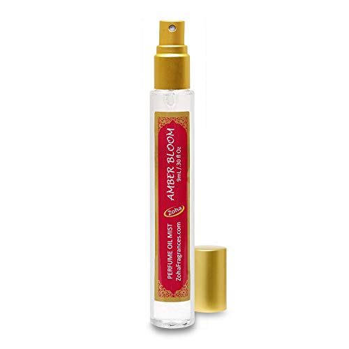 Amber Bloom Perfume Oil Mist (No Alcohol) Amber Oil Fragrance - Essential Oils and Perfumes for Women and Men by Zoha Fragrances, 9 ml / 0.30 fl Oz