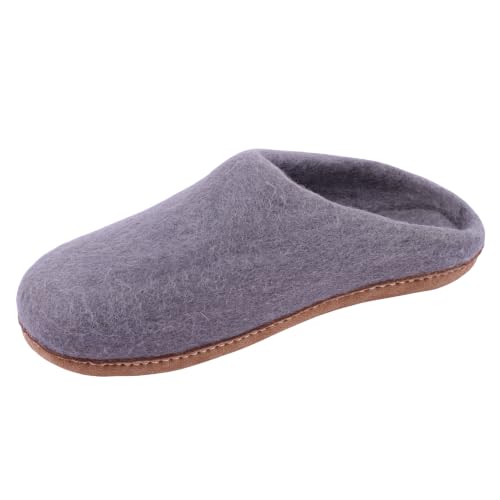 Image of Wool Felt Mule Slippers for Women & Men, Handmade 100% Natural Wool Backless House Shoes with Premium Suede Sole, Warm Breathable Indoor Slip-On