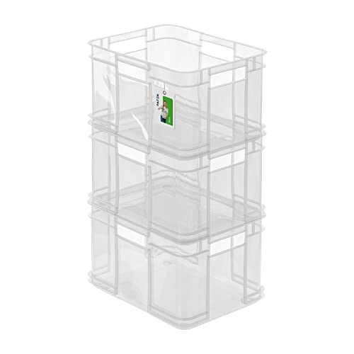 PAFEN 3x Euro Stapelbox 16l - 35 x 27 x 21 cm - Aufbewahrungsbehälter Euro-box Transparent Stapelkasten Transport Eurobehälter aus PP PAFEN 3x Euro Stapelbox 16l - 35 x 27 x 21 cm - Aufbewahrungsbehälter Euro-box Transparent Stapelkasten Transport Eurobehälter aus PP