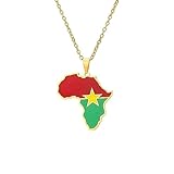Contorno Africa Burkina Faso Mappa Collana Africa Burkina Faso Simbolo Pendente Mappa Africa Burkina Faso Stemma Regalo Patriottico Africa Burkina Faso Souvenir Gioielli Patriottici Donna,Giallo,