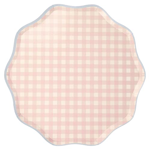 Meri Meri Easter Gingham Paper Plates (Pack of 12), Disposable Plates for Party, Easter Paper Decorations