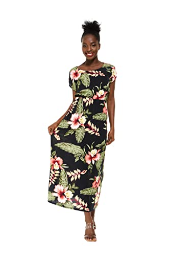 Image of Family Matching Hawaiian Clothes, Black Rafelsia | Lightweight 100% rayon • Family matching outfits • Beach vacations • Luaus • Cruises • Family photos