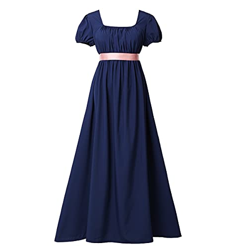 COSDREAMER Vestidos de Regencia Vestidos de Cintura Alta para Mujeres Vestidos de Baile Retro Victoria para Mujeres (Azul, S)