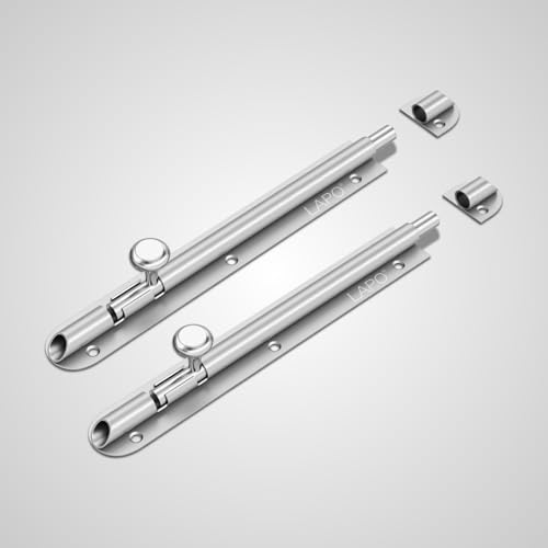 Image of LAPO 2 Pack Heavy Duty Stainless Steel Tower Bolt 8 Inch,Tower Bolt for Main Door and Bathroom, Kundi Door Latch for Bedroom, Chitakni, Tower Bolt for Home,Offices Doors,Window (Matt Finish,Pack of 2)
