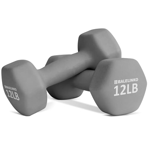 Balelinko Home Gym Equipment Workouts Strength Training Weight Loss Pilates Weights Yoga Sets Weights for Women, Men, Seniors and Youth, 12LB Gray, Pair