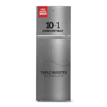 Haier 328 L, 3 Star, Convertible 10-in-1 Triple Inverter & Fan Motor Technology, Frost Free Double Door Refrigerator (HEF-333BTS-P, Inox Steel, 2024 Model)