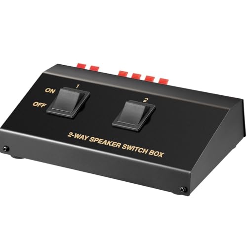 TECHZOCO Selector de Altavoces Estéreo, Conmutador de Altavoces para 2 Pares de Altavoces, Conmutador Speaker, Potencia máx 100 W con 2 Altavoces, Sección Cable MAX 4 mm², 2 Salidas