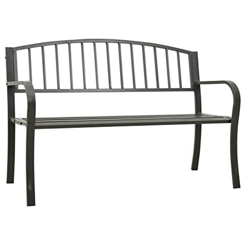 vidaXL Banco de jardín Acero Gris 120 cm, Muebles de jardín, Muebles de Exterior, Banco de Exterior, Asiento de jardín, Muebles de Patio