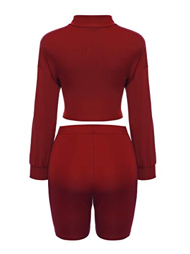 Women 2 Piece Short Set Sexy Outfits for Women Sweatsuits Matching Tracksuit Set Cute Loungewear Casual Clubwear Red L