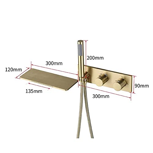 Mitigeur Bain Douche Cascade Or Fixation Murale Salle de Bain - 4