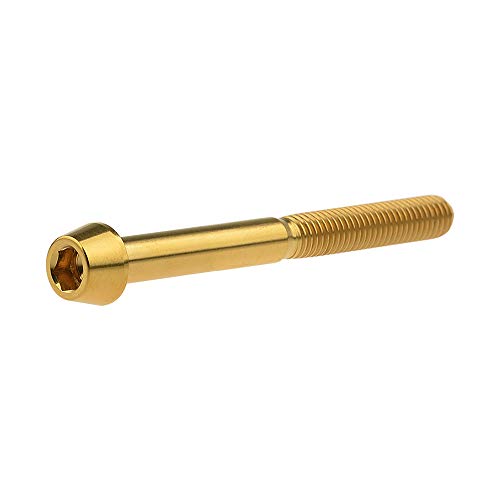 Image of Titanium Ti Bolt M5x9 16 18 20 25 30 35 40 45 50 55 60mm Tapered Head Screws Pack of 4 (M5x50mm, Gold)