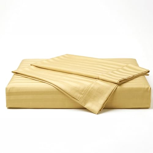 Image of LANE LINEN 100% Cotton Super King Elastic Fitted Bedsheet with 2 Pillow Cases | Damask Stripe 3pc Bedding Set- 1.83M x 1.98M + 30cm Deep Pocket | Breathable Fabric | Oeko-TEX Certified - Cocoon