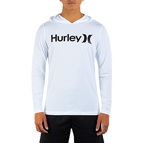 Hurley Men s Standard One and Only Hybrid Long Sleeve Hoodie, White, Large