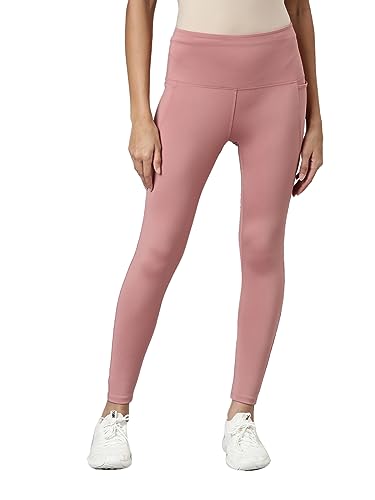 Image of GO COLORS Solid Nylon Stretch Ankle Length Training Tights | High Rise, Side Pockets