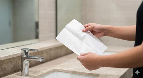 Image of M Fold Tissue Paper 1300 Pieces Pack of 10 Packets for Office Washroom Commercial and Public Area Use