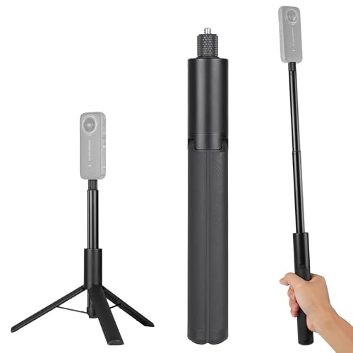 Image of Adofys 122cm 2-in-1 Invisible Selfie Stick + Tripod, Aluminum Alloy Retractable Invisible Selfie Stick Tripod for Insta360 X5 /x4 / X3 (Black) ONE R /RS, DJI Osmo Action Series